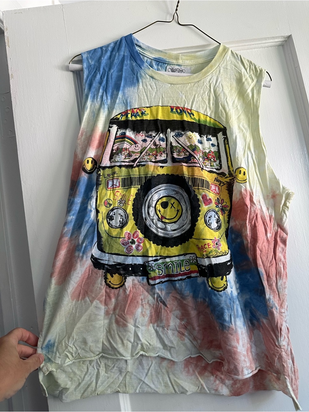 Lauren Moshi Tie-Dye Bus Muscle Tank - Yellow/Blue/Pink